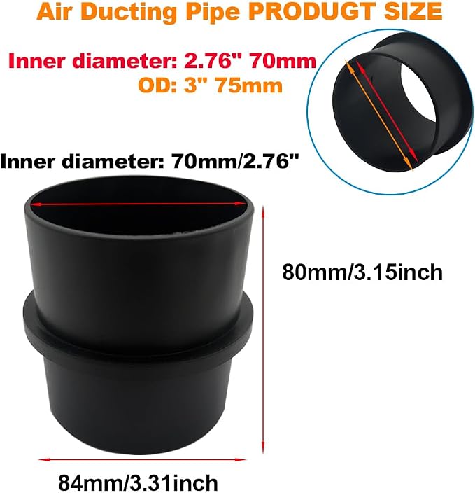 Car Air Ducting Connector Straight Air Heater Duct Joiner Connector Pipe 3'' - Image 4