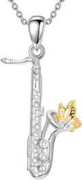 Violinist Necklace Sterling Silver Music Crystal Jewelry Saxophone Cello Violin Piano Flute Music Note Necklace Music Gifts for Women Girl Daughter