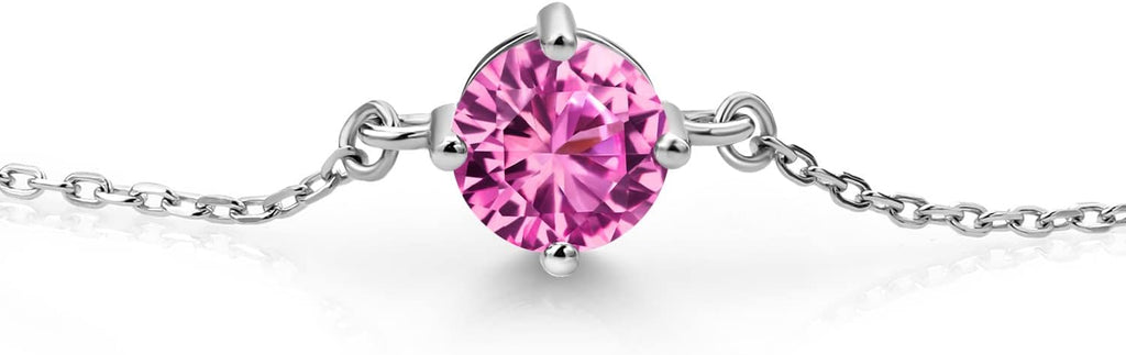 Gem Stone King Gemstone Birthstone Solitaire Bracelet For Women | 925 Sterling Silver | Round 6MM | Gift for Her Women Wife Mom Lady Daughter | Adjustable Bolo Bracelet | Easy-On Easy-Off