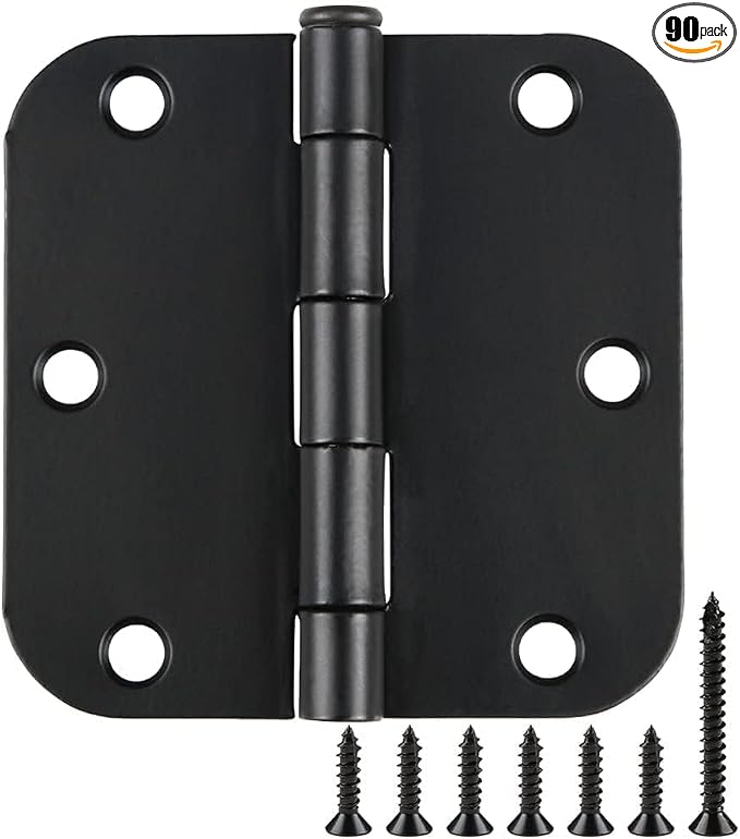 TDCHINGES Rounded Matte Black Door Hinges 3.5 Inch 5/8" Radius No Squeak | by TDCHINGES