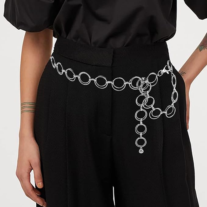 Women's Chain Belt Metal Waist Belt Chunky Belly Link Belt
