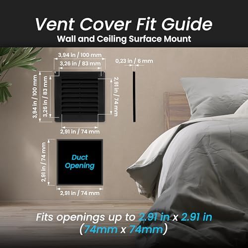 Repa Market 4 x 4 Inch Black Square Air Vent Cover - Image 2