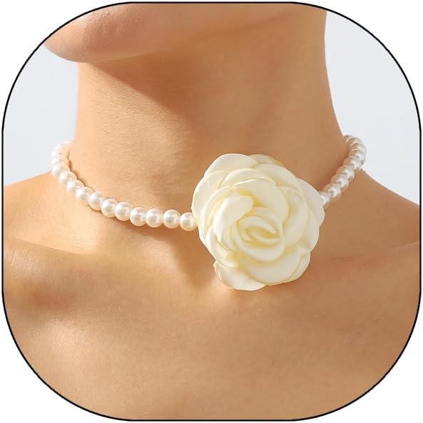 Flower Choker Necklaces for Women Vintage Baroque Floral Rose Collar Necklace Adjustable Bridal Party Prom Jewelry
