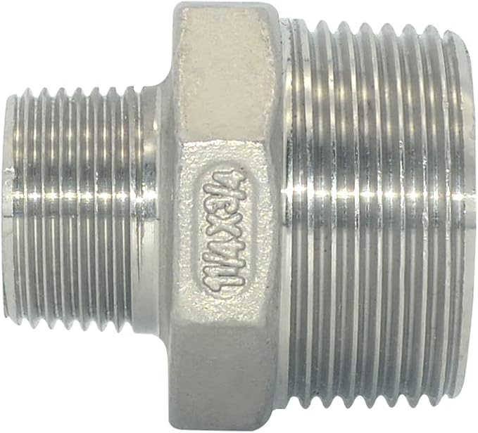 1-1/4" x 3/4" Male Threaded Reducing Nipple Fitting/Adapter, Stainless Steel - Image 2