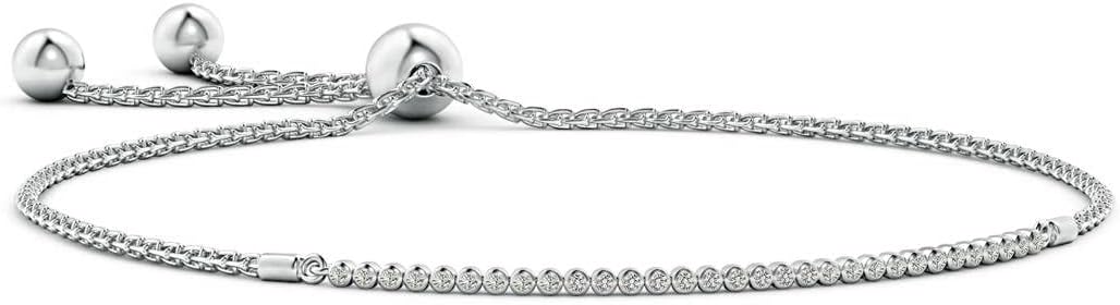 Angara Diamond Tennis Bolo Bracelet in 14K Solid Gold | Natural Diamond Adjustable Chain Bracelet for Women | April Birthstone Jewelry Gift For Women