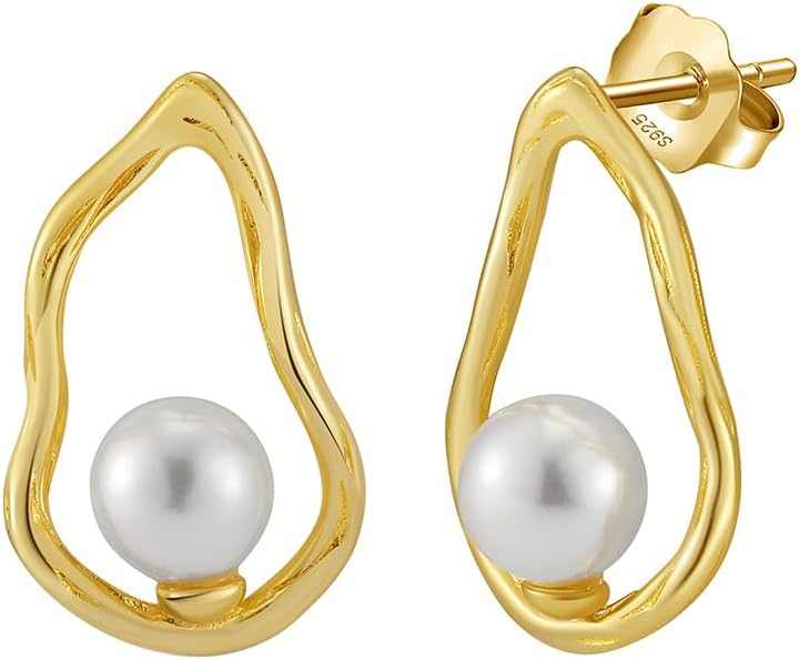 VONALA Silver/Gold Seashell Pearl Dangle Earrings 925 Sterling Silver Beach Drop Dangle Earrings Starfish Leverback Earrings Ocean Jewelry Gifts for Women
