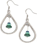 DANFORTH - Gloria Ocean Earrings, Green Blue & Pewter Teardrop Shaped Dangling Ear Jewelry, Unique Accessories for Women, 1 ⅜” High Plus Surgical Steel Wire, Made In USA