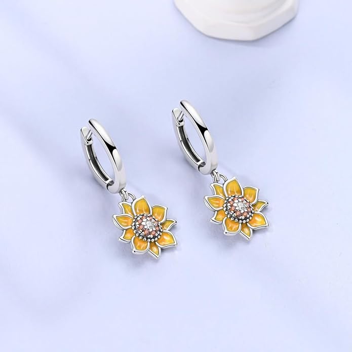 LAZA 925 Sterling Silver Hoop Earrings for Women, Hypoallergenic Huggie Butterfly Dangle Drop Earrings Colorful Flower Earrings Jewelry Gifts