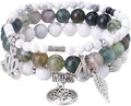 UEUC Tree of Life Yoga Healing Stone Bracelets,Multilayer Lotus Chakra Stone Reiki Bracelet Sets,Anxiety Crystal Natural Stone,for Women Stress Relief