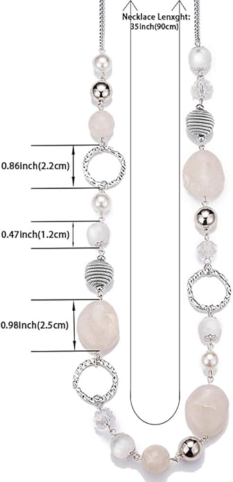 PEARL&CLUB Long Beaded Necklaces For Women - Sweater Chain Fashion Jewelry Necklace Gifts For Women