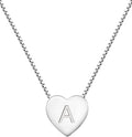 YL Initial Necklace 925 Sterling Silver Heart Letter Pendant A-Z Alphabet Cubic Zirconia Jewelry for Women