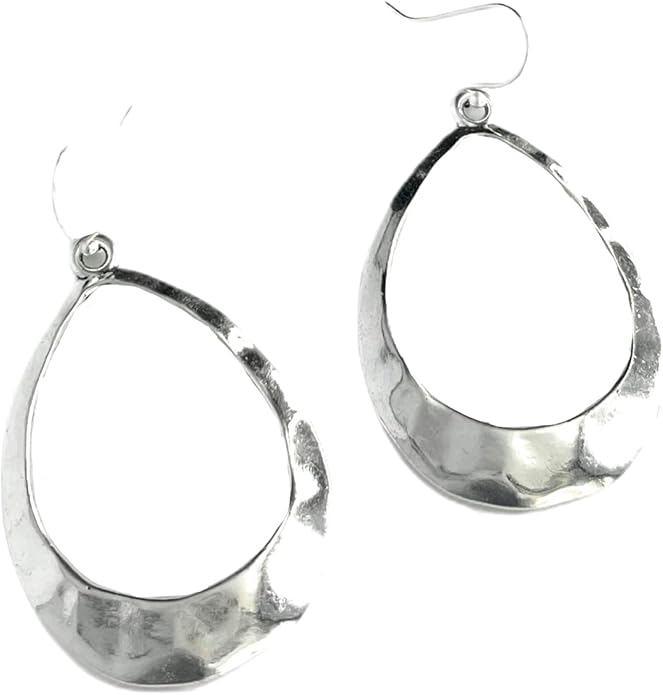 Large Teardrop Hoop on Sterling Silver Earrings Bohemian Boho Statement Jewelry