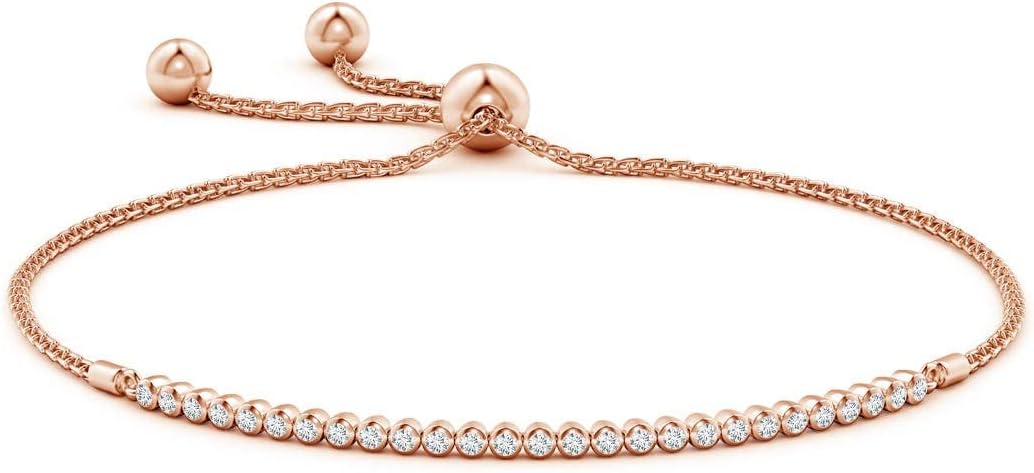 Angara Diamond Tennis Bolo Bracelet in 14K Solid Gold | Natural Diamond Adjustable Chain Bracelet for Women | April Birthstone Jewelry Gift For Women