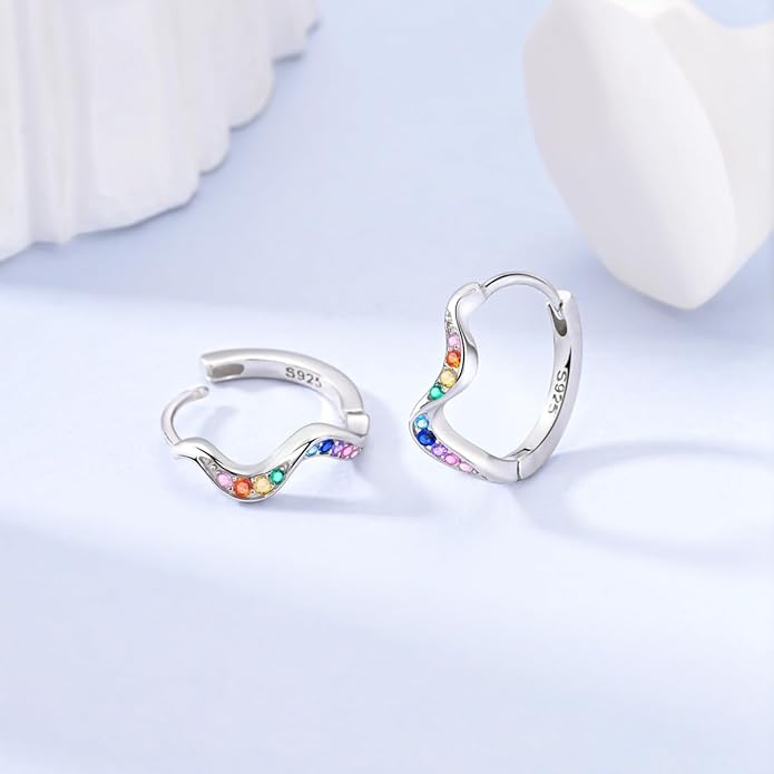 LAZA 925 Sterling Silver Hoop Earrings for Women, Hypoallergenic Huggie Butterfly Dangle Drop Earrings Colorful Flower Earrings Jewelry Gifts