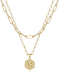 M MOOHAM Valentines Gifts for Women Teen Girls, 14K-Gold-Plated Initial Necklaces for Women Cute Hexagon Letter Initial Necklace Layered Necklaces for Womens Teen Girl Valentines Jewelry Gifts