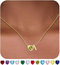 Valentines Day Gifts for Her- Heart Birthstone Initial Necklace for Women Girls,14K Gold Plated Heart Letter A-Z Necklace Birthday Trendy Jewelry Gifts for Women Girls Daughter