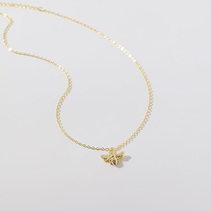 14K Gold Plated Dainty Pendant Butterfly Bead Boot Bee Baseball Flower Compass Airplane Heart Hummingbird Tree Necklace Simple Jewelry Gift for Women