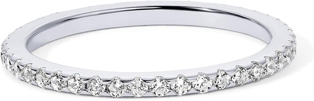 PAVOI 14K Gold Plated Solid 925 Sterling Silver CZ Simulated Diamond Stackable Ring Eternity Bands for Women