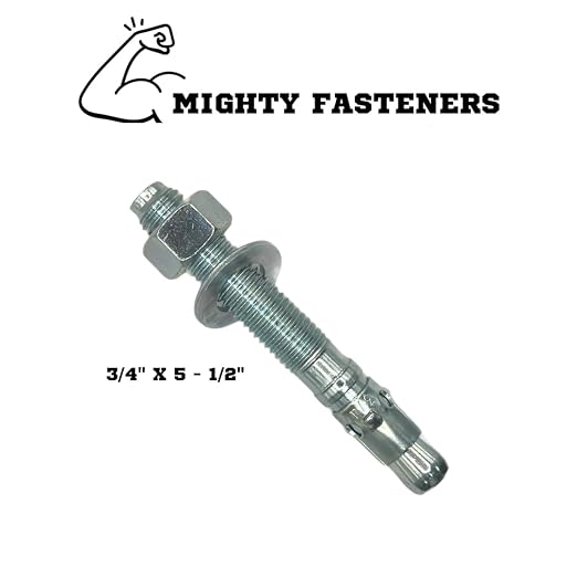 MIGHTY FASTENERS Zinc-Plated Steel Wedge Anchors, 3/4" X 5-1/2" - Image 2