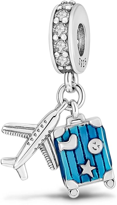 MULA 925 Sterling Silver Charms for Bracelets and Necklaces Family Letters Dangle Pendants Airplane Travel Beads Family Tree Jewelry Charms for Women