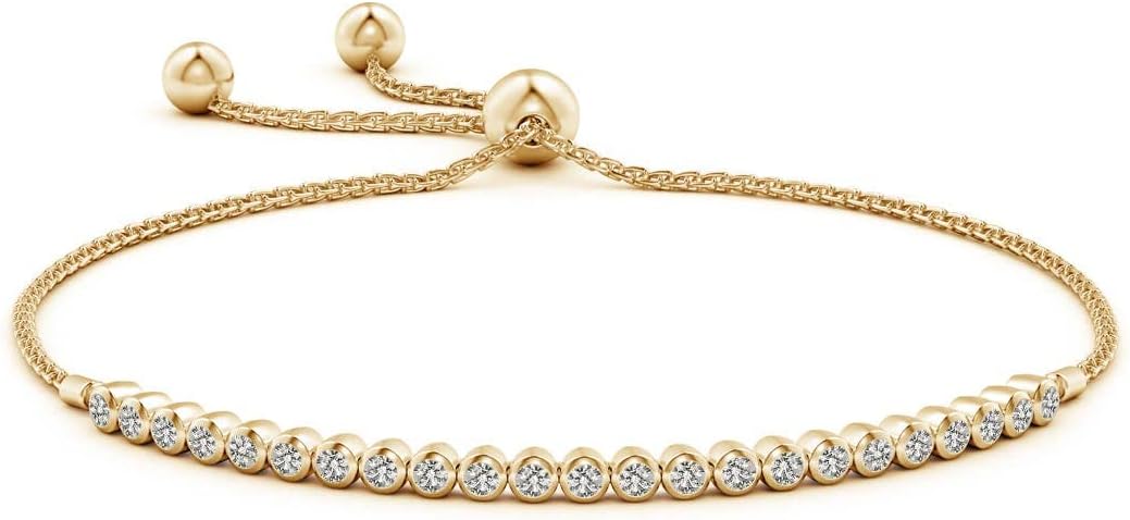 Angara Diamond Tennis Bolo Bracelet in 14K Solid Gold | Natural Diamond Adjustable Chain Bracelet for Women | April Birthstone Jewelry Gift For Women