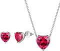 Aurora Tears Hearts Necklace Earrings Jewelry Sets - Women 925 Sterling Silver Birthstone Pendants Earrings Set Crystal Wedding Birthday Jewelry