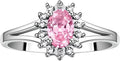 Rylos 14K White Gold Classic Halo Ring: Diamonds, 6X4MM Oval Gemstone - Birthstone Jewelry for Women - Stunning Diamond Gold Ring Sizes 5-10