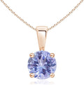 Angara Natural Tanzanite Solitaire Pendant for Women | Round Tanzanite Solitaire Pendant Necklace in 14K Solid Gold/Silver/Platinum With 18" Chain | December Birthday, Gemstone Jewelry Gift