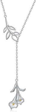 Long Necklace Sterling Silver Larait Bar Y Lariat Long Chain Drop Adjustable Necklace Gift for Her, 30"