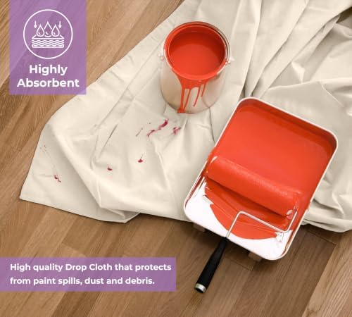 Canvas Drop Cloth for Painting 9x12 feet Pack of 1-8oz Painters Drop Cloths for - Image 2