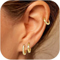 Tassel Chain Small Gold Hoop Dangle Earring For Women Huggie Earring Heart Star CZ 14K Gold Plated Fashion Jewelry Friendship Gift
