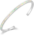 CiNily Womens Cuff Bracelet,Opal Bangle Bracelets Gold Plated Hypoallergenic Ladies Gemstone Open Cuff Bangle Bracelet