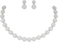 Nilu's Collection American Diamond Stone Studded | Rose Gold/Silver Plated | Anti Tarnish Jewellery Set for Women | Matching Earrings Perfect for Weddings and Special Occasions