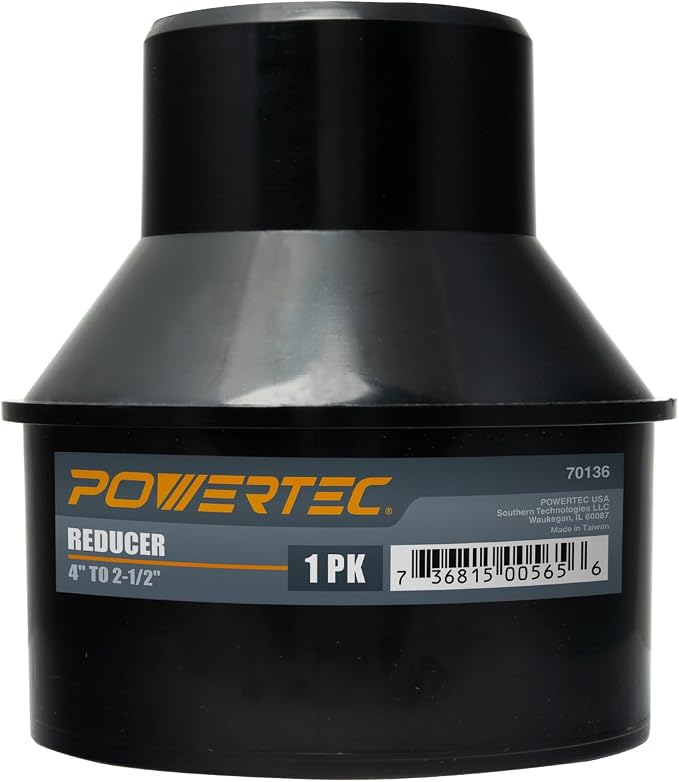 POWERTEC 70136 4" to 2-1/2" Cone Reducer, Dust Collection Fittings by POWERTEC