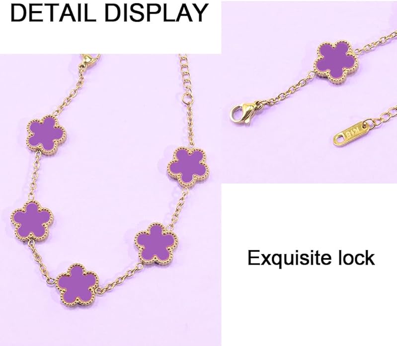 18K Gold-Plated Four Leaf Clover Bracelet for Women,Adjustable lucky Bracelet Set Jewelry Gift-Hypoallergenic Charm for Birthdays, Wellness & Daily Wear