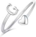 Initial Rings for Women Girls - Valentines Day Gifts for Her, Adjustable Rings for Women Non Tarnish Letter A-Z Dainty Heart Ring Teen Girls Gifts Trendy Stuff Personalized Jewelry Gift