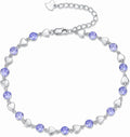 Birthstone Charm Link Bracelet 925 Sterling Silver Rose/Heart/Mom Bracelet with 12 Months Birthstone Mother's Day Gift Jewelry Gifts for Women,Chain Length 7"+2" Extend