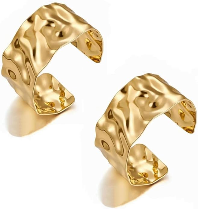 3PCS Gold Chunky Cuff Bracelets for Women Irregular Minimalist Statement Bangle Bracelets Set Open Wide Bangle Arm Cuff Upper Arm Punk Jewelry