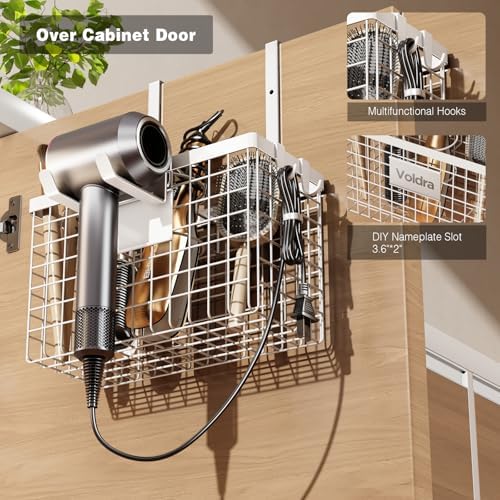 Voldra Hair Dryer Holder Cabinet Door, Adhesive Hair Tool Organizer Wall Mount - Image 4