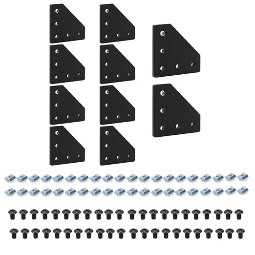 10pcs 4040 L Corner Bracket Joint Plate Connector Black | T Slot Hardware V by SeekLiny