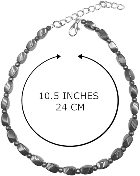 BESHEEK Rainbow Anklet Bracelet Hue Twisted Hematite and Round Artisan Beaded Anklet with Extension Handmade Hypoallergenic Beach Gala Wedding Style Jewelry