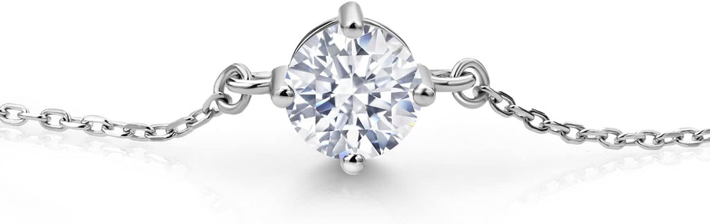 Gem Stone King Gemstone Birthstone Solitaire Bracelet For Women | 925 Sterling Silver | Round 6MM | Gift for Her Women Wife Mom Lady Daughter | Adjustable Bolo Bracelet | Easy-On Easy-Off