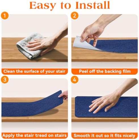 Stair Treads for Wooden Steps 18 PCS, Non Slip Stair Rugs Blue - Image 6