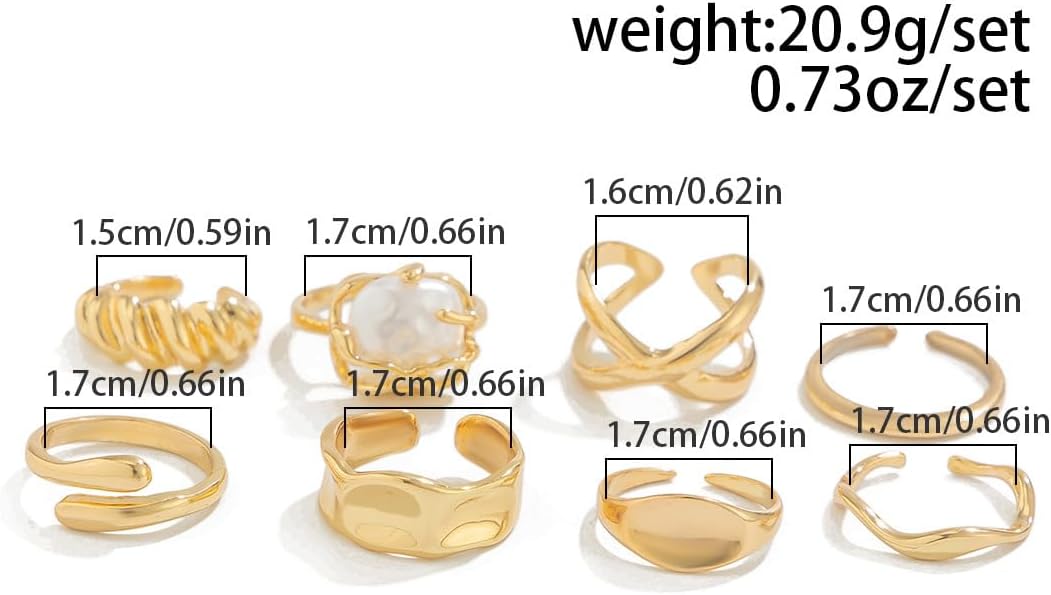 Chunky Gold Rings for Women Rhinestone Stackable Knuckle Ring Set Open Adjustable Statement Ring Set Dainty Crown Cross Midi Rings Fashion Jewelry Gift for Women