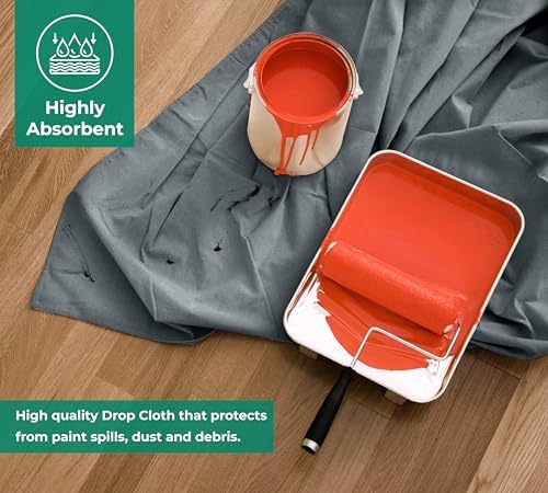 Canvas Drop Cloth for Painting 4x15 feet Pack of 2-8oz Painters Drop Cloths for - Image 2