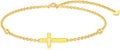 Solid 14K Gold Cross/Heart Anklet for Women, Real Gold Cross Bracelet Adjustable Beach Foot Ankle Bracelet Religious Fine Jewelry Gifts for Her Wife Mom Nana