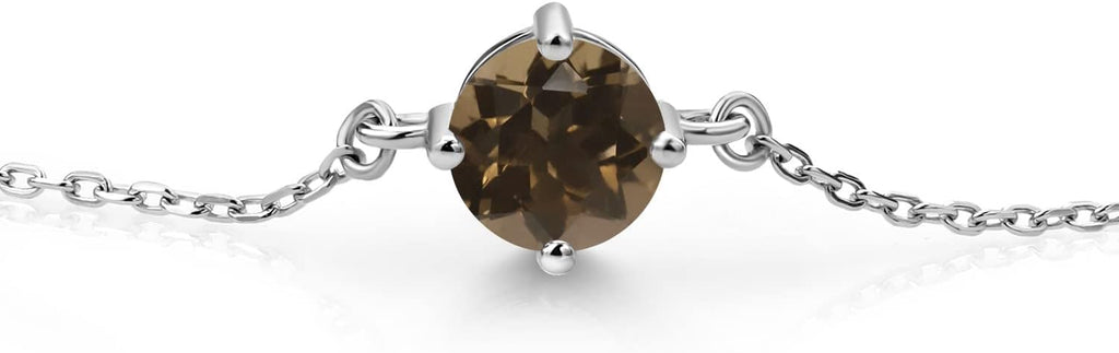 Gem Stone King Gemstone Birthstone Solitaire Bracelet For Women | 925 Sterling Silver | Round 6MM | Gift for Her Women Wife Mom Lady Daughter | Adjustable Bolo Bracelet | Easy-On Easy-Off