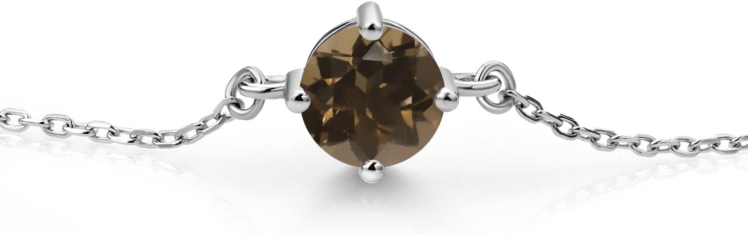 Gem Stone King Gemstone Birthstone Solitaire Bracelet For Women | 925 Sterling Silver | Round 6MM | Gift for Her Women Wife Mom Lady Daughter | Adjustable Bolo Bracelet | Easy-On Easy-Off