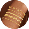 VIBILIA Dainty Gold Chain Bracelet for Women Trendy Stackable Adjustable Layered Metal Bracelet Gold Plated Twist Link Figaro Chain Paperclip Bracelets Fashion Jewelry