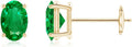 ANGARA Natural Emerald Earrings for Women | Oval Shape Emerald Classic Earrings in 14K Solid Gold/Platinum | May Birthday, Anniversary, Gemstone Jewellery Gift